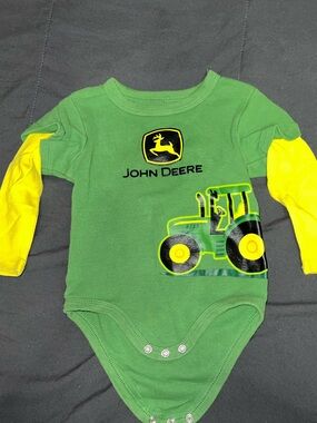 John Deere Green and Yellow Tractor Baby Bodysuit